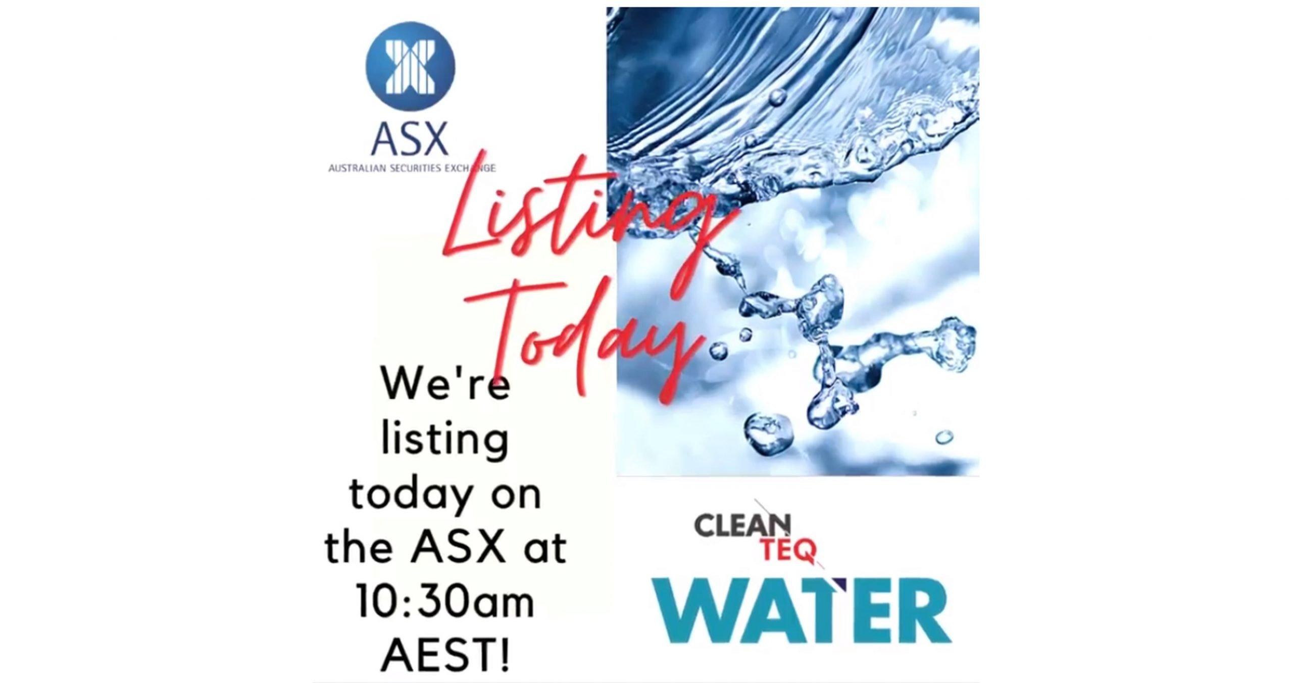 Clean TeQ Water Lists On The Australian Securities Exchange